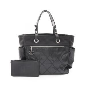Chanel Paris Biarritz Tote Bag Leather Canvas Black